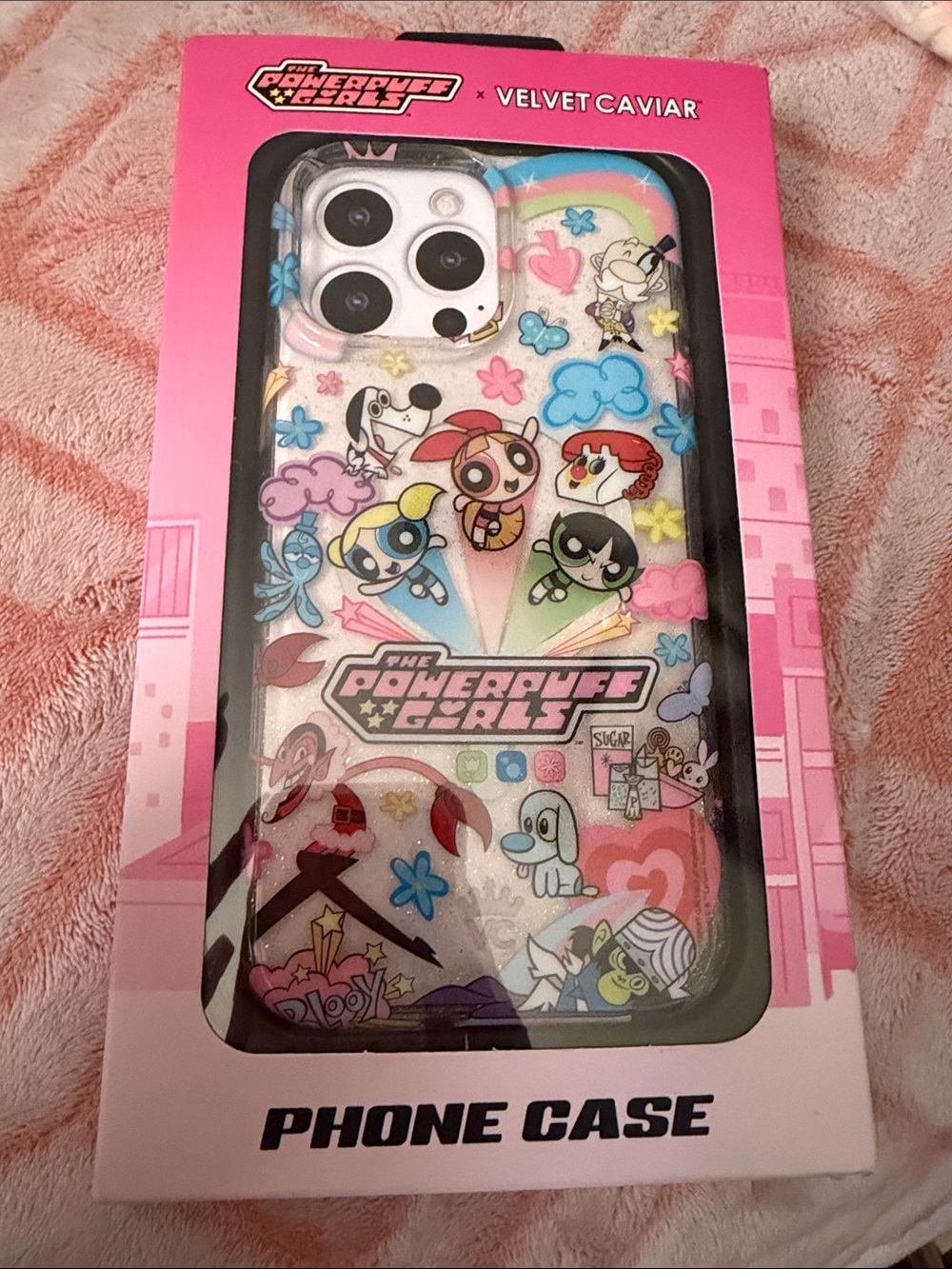 Velvet Caviar Pink Glitter Powerpuff Girls Phone Case with Ring
